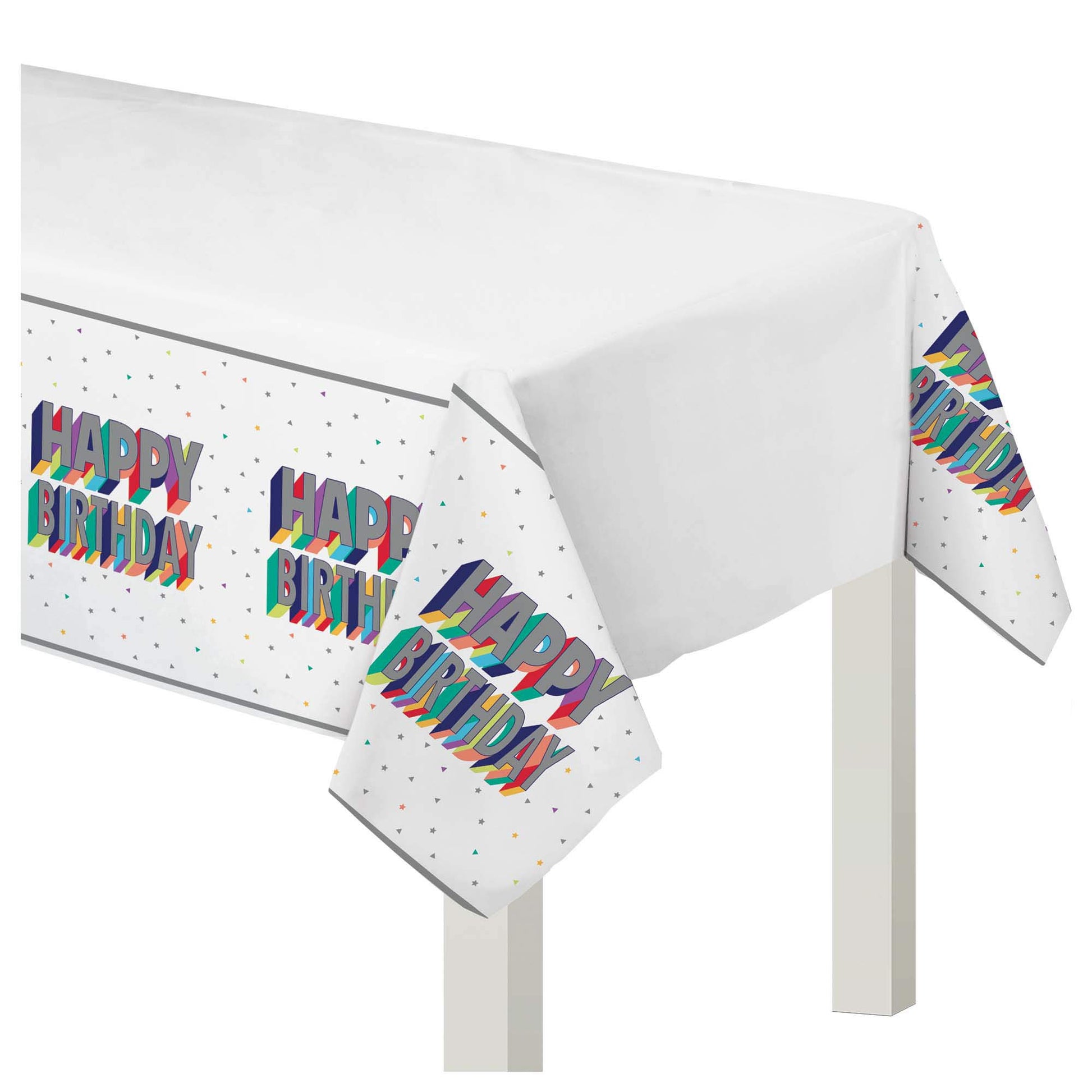 Here's To Your Birthday "Happy Birtday" Plastic Cover 54" x 102" (1 Piece) - Party Pack, Perfect for Centennial Celebrations & Milestone Birthdays
