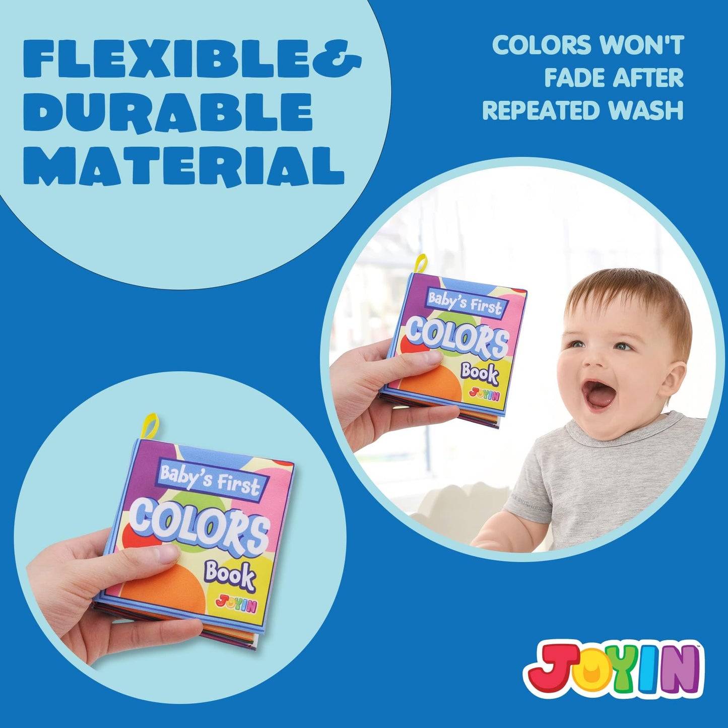 JOYIN 12 Pcs Bath Books, Nontoxic Fabric Soft Crinkly Cloth Books, Waterproof, Bathtub Pool and Early Education First Toys for Infant Newborn Baby