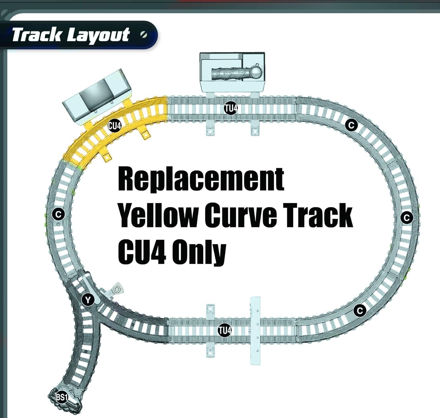 Mattel Replacement Yellow Curve Track CU4 for Thomas Train - Thomas and Friends Trackmaster Monkey Palace Set - FXX65
