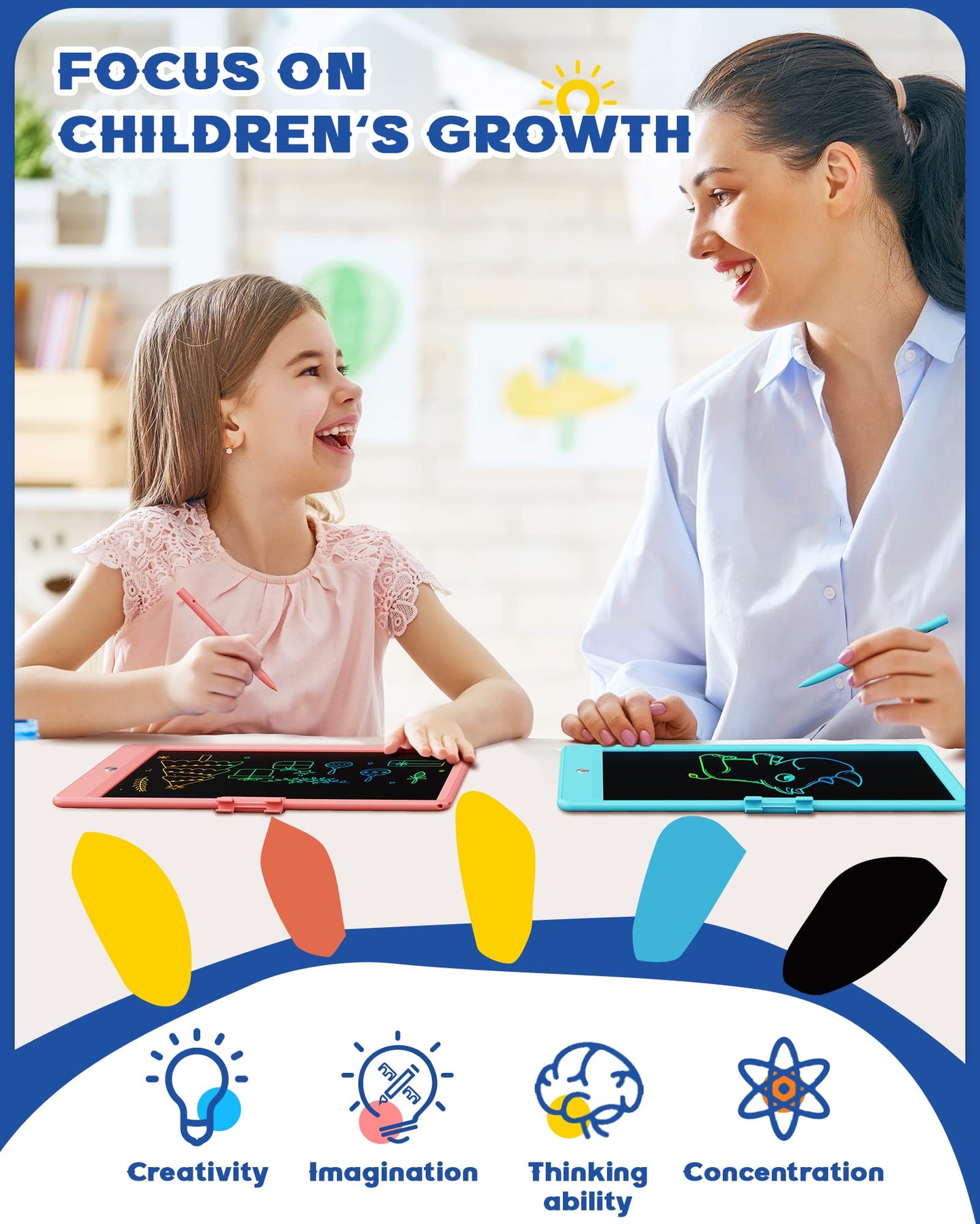 Bravokids Toys for 3-6 Years Old Girls Boys, LCD Writing Tablet 10 Inch Doodle Board, Electronic Drawing Pads, Educational Birthday Gift for 3 4 5 6 7