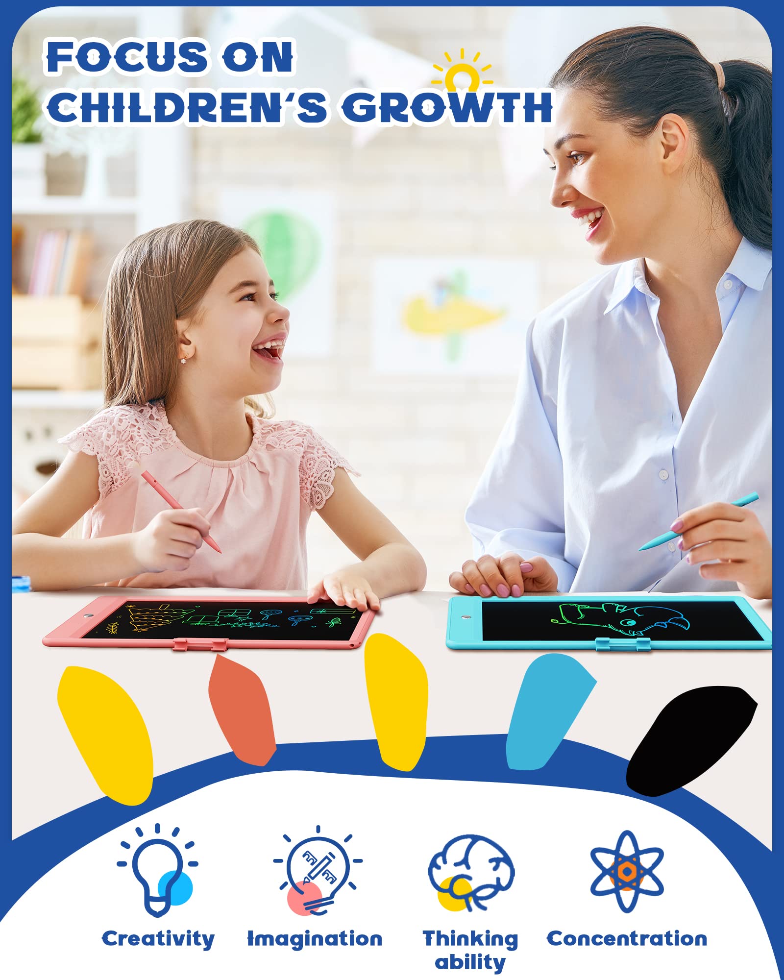 Bravokids Toys for 3-6 Years Old Girls Boys, LCD Writing Tablet 10 Inch Doodle Board, Electronic Drawing Pads, Educational Birthday Gift for 3 4 5 6 7