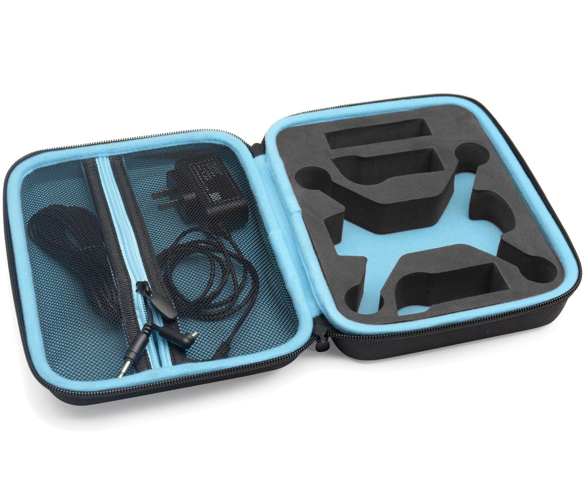 CaseSack Designed Protection Case for DJI Spark Mini Quadcopter Drone, Slots for extra batteries and propellers, Mesh Pocket for accessories (Black