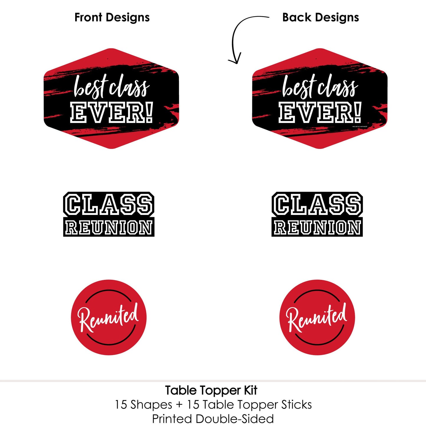 Big Dot of Happiness Reunited Red - School Class Reunion Party Centerpiece Sticks - Table Toppers - Set of 15