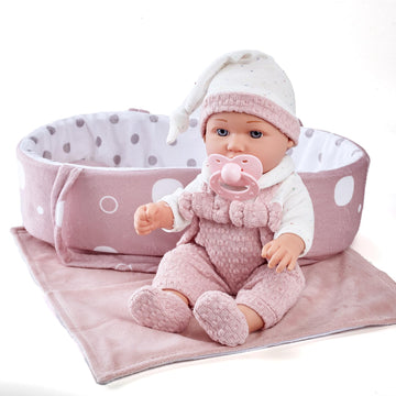 Enjoyin 12" Baby Doll Gift Set with Portable Bassinet Bed, Pink Clothes, Pacifier, Blanket & Pillow - Fun Pretend Play Toys, for Toddler Girls Ages 3+