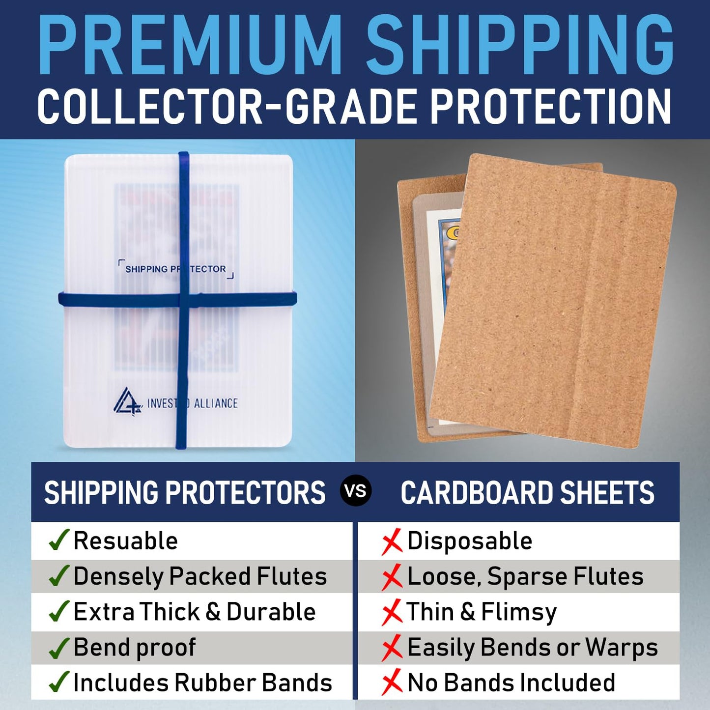 Premium Bundle Trading Card Shipping Protector with Rubber Bands | Graded Cards Protectors, Sports Trading Card Shipping Supplies Packaging, TCG