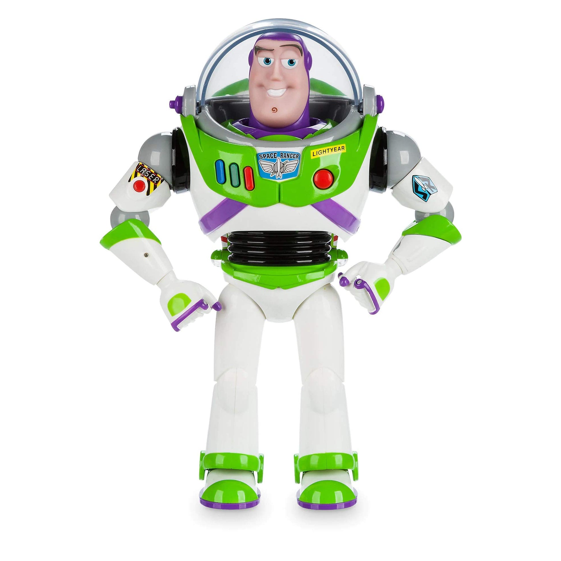 Disney Store Official Buzz Lightyear Interactive Talking Action Figure from Toy Story, Features 10+ English Phrases, Interacts with Other Figures and