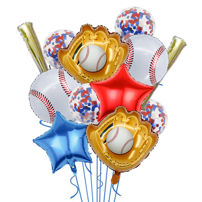 Baseball Party Balloons,Baseball Glove Jumbo Foil Mylar Baseball Bat Balloons for Birthday Sports Theme Supplies,Confetti Red and Blue white Foil