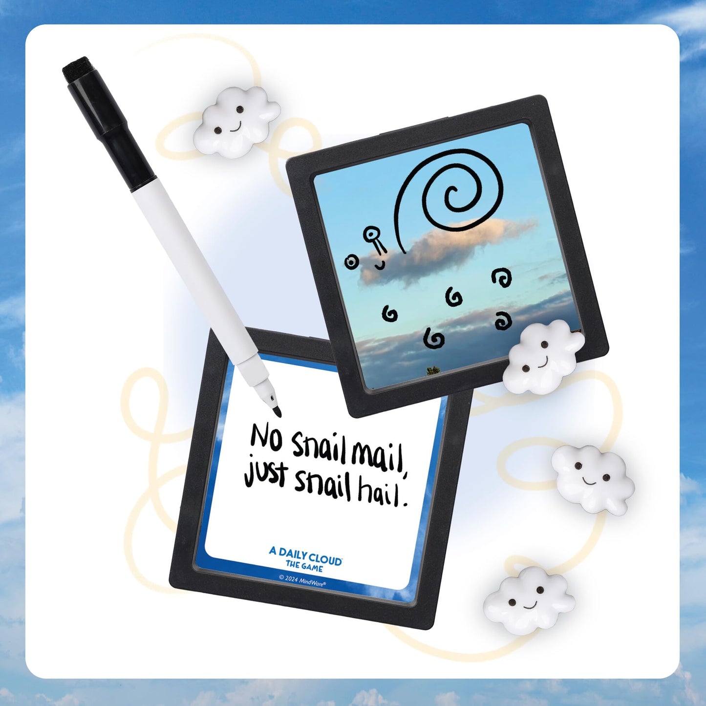 MindWare A Daily Cloud Family Game - Fun Drawing & Caption Card Game for Kids, Teens & Adults - Family Game Night, Boosts Creativity & Storytelling
