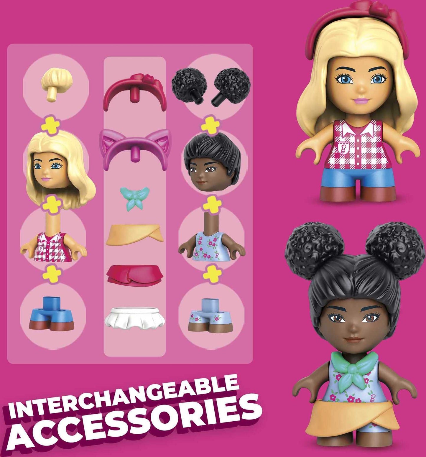 MEGA Barbie Toy Building Set - Farmer's Market With 3 Micro-Dolls, 4 Pets and Accessories - Easy To Build Set For Ages 4 and Up