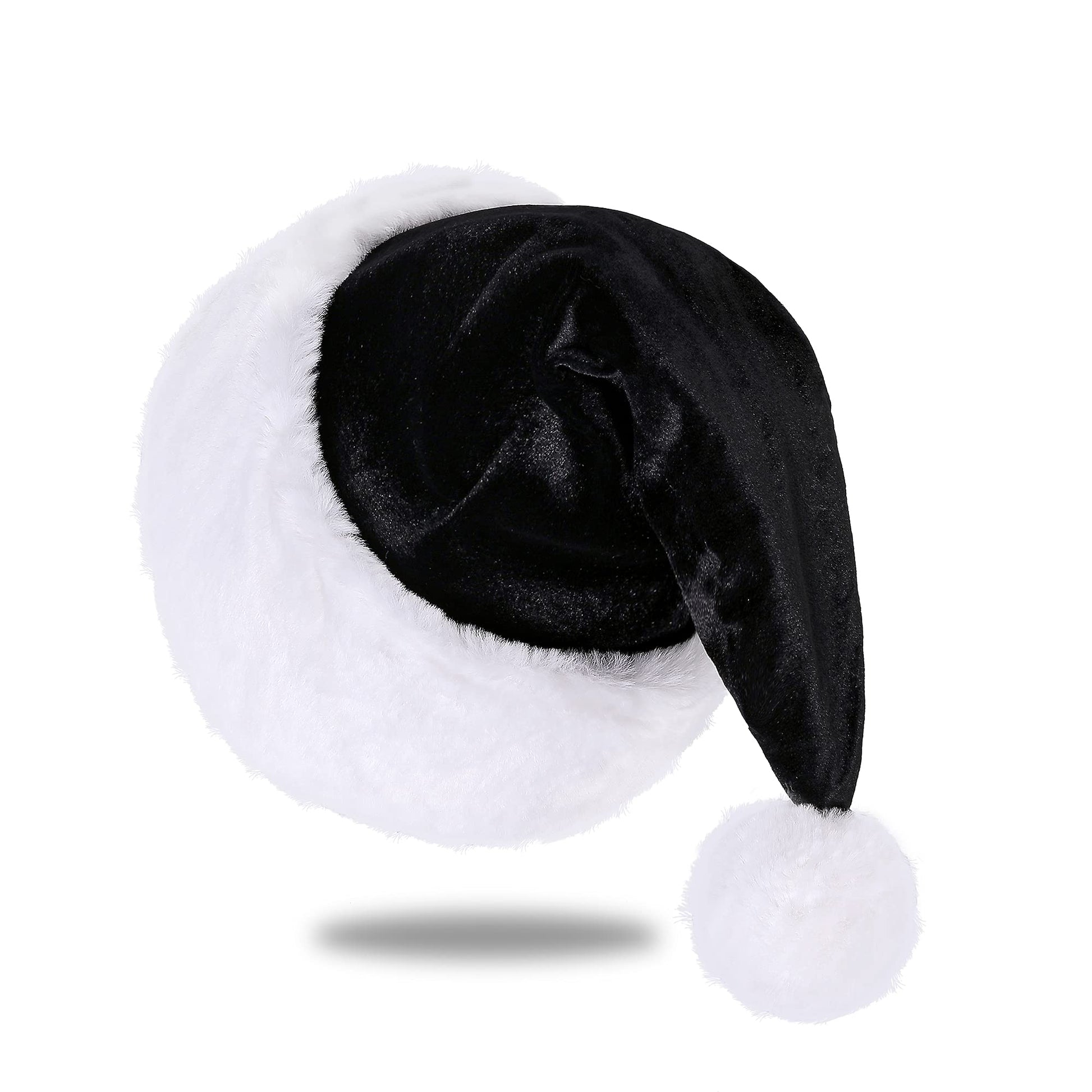 Eoocan Santa Hat, Santa Hat for Kids, Unisex Velvet Comfort Black Christmas Hats Extra Thicken Classic Plush for Christmas New Year Festive Holiday