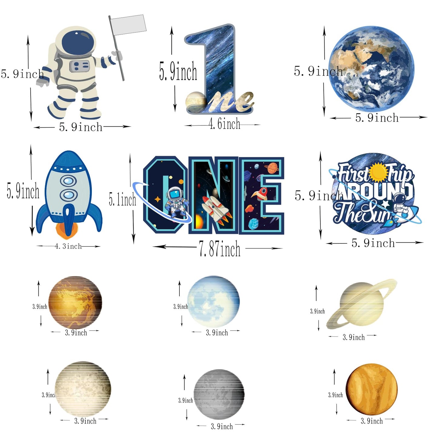 12Pcs First Trip Around The Sun One Letter Table Party Supplies Outer Space 1st Birthday Honeycomb Centerpiece Party Decoration Planets Solar System