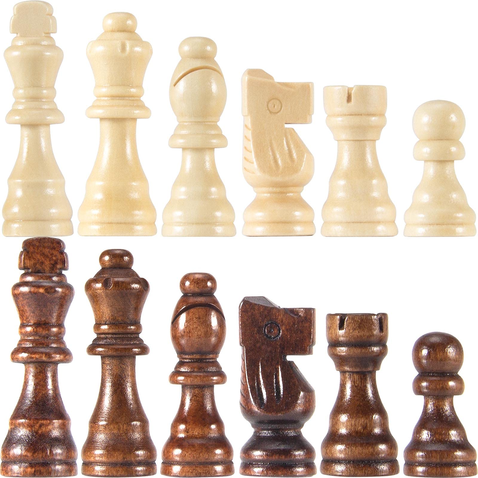 AMEROUS Wooden Chess Pieces Only, 32 Pieses / 3.05" King/Storage Bag/Gift Package, Standard Tournamen Staunton Wood Chessmen for Chessboard