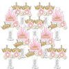 Big Dot of Happiness Little Princess Crown - Pink and Gold Princess Baby Shower or Birthday Party Centerpiece Sticks - Showstopper Table Toppers - 35