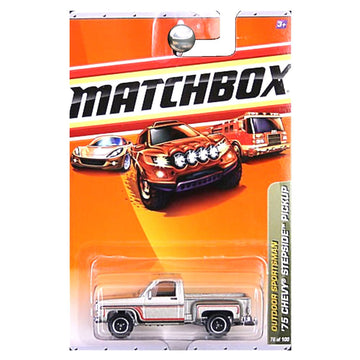 Matchbox Outdoor Sportsman '75 1975 Chevrolet Chevy Stepside Pickup Truck Silver #76