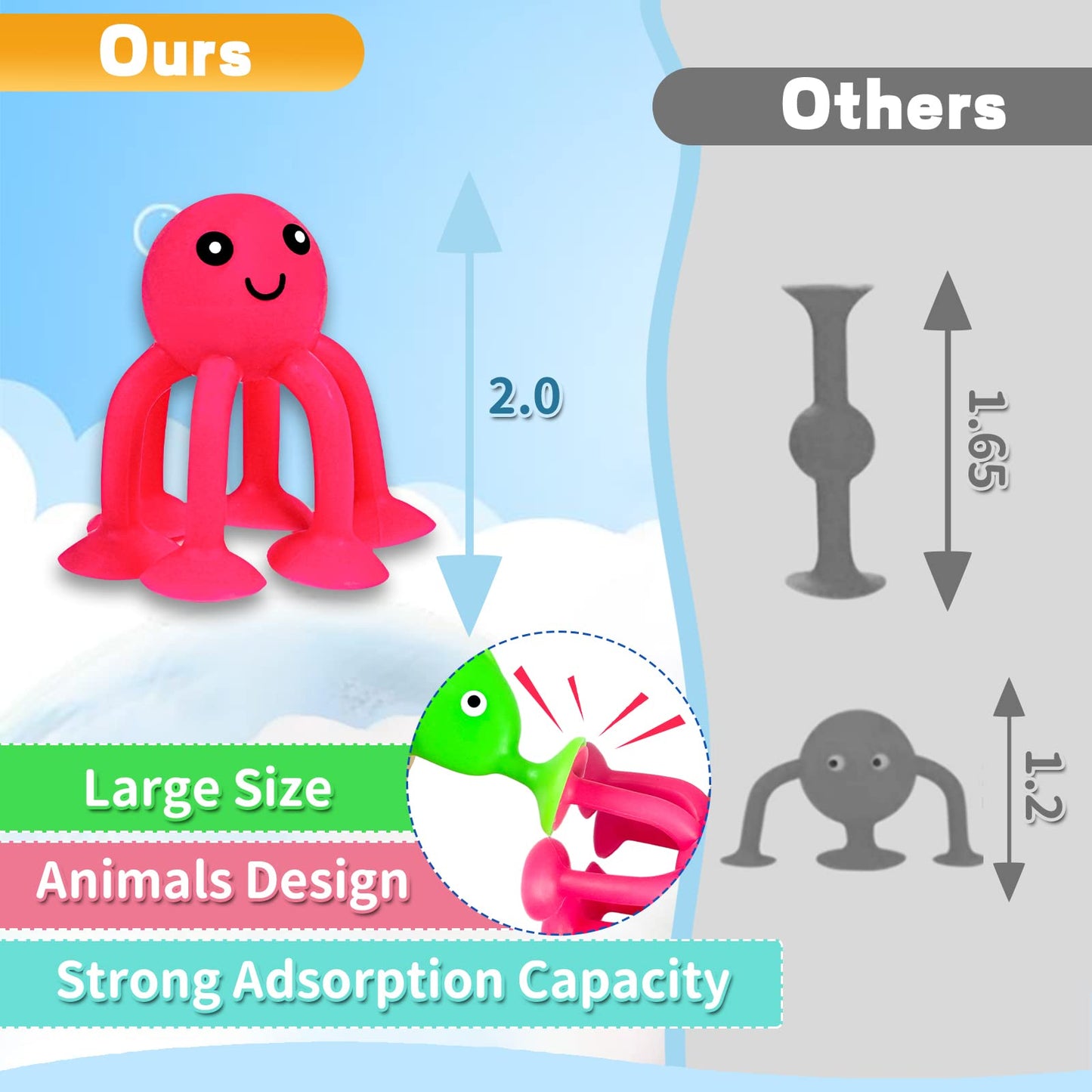 Suction Bath Toys for Kids, 18 Pcs Ocean Animal Suction Cup Toys with Eggshell & Bag, No Hole Mold Free Bath Toy, Sensory Window Building Toys