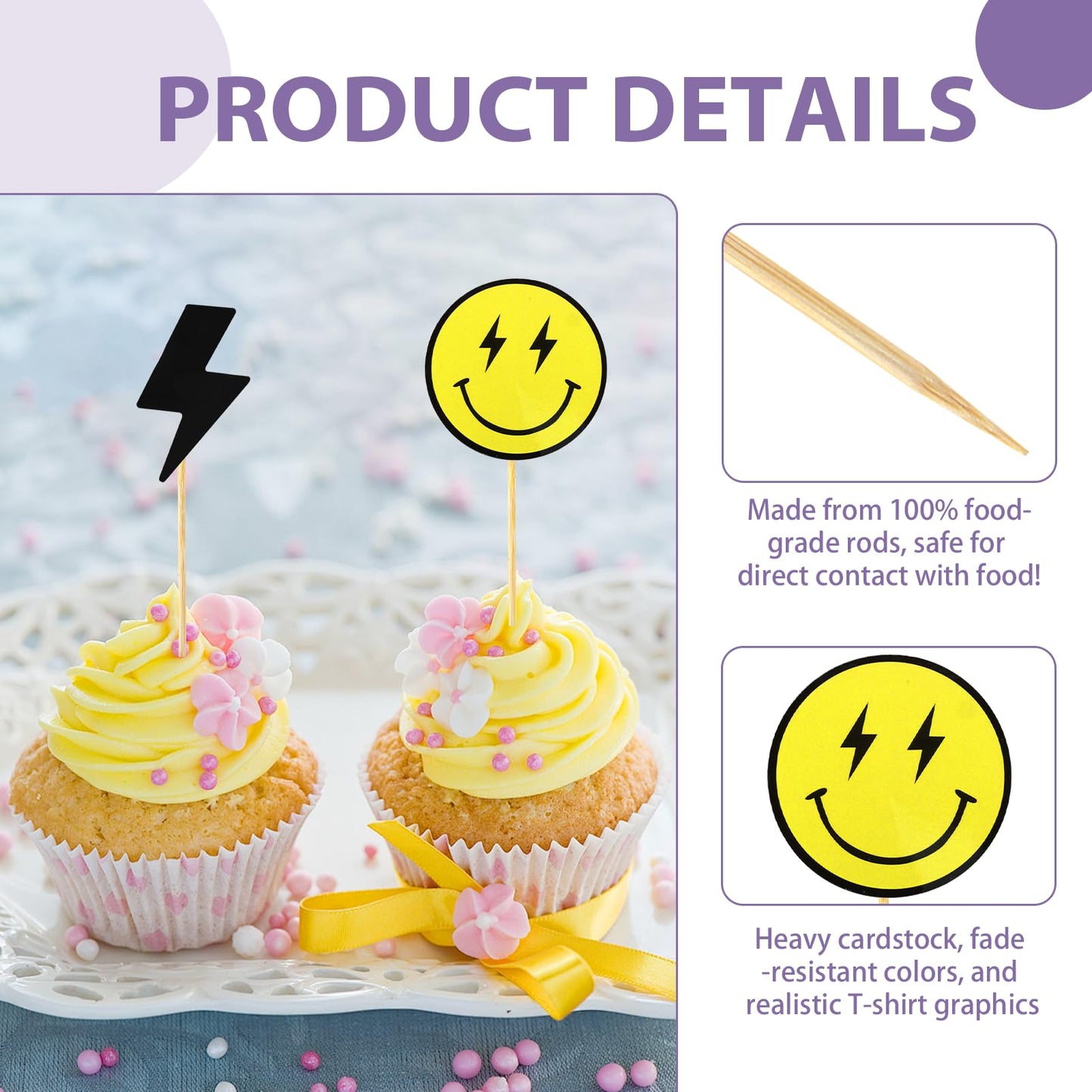 Ryetvok 24PCS One Happy Dude Cupcake Toppers,Retro Smiley Face Checkered Cake Decorations for Boys 1st Birthday Party, Groovy First Birthday Supplies