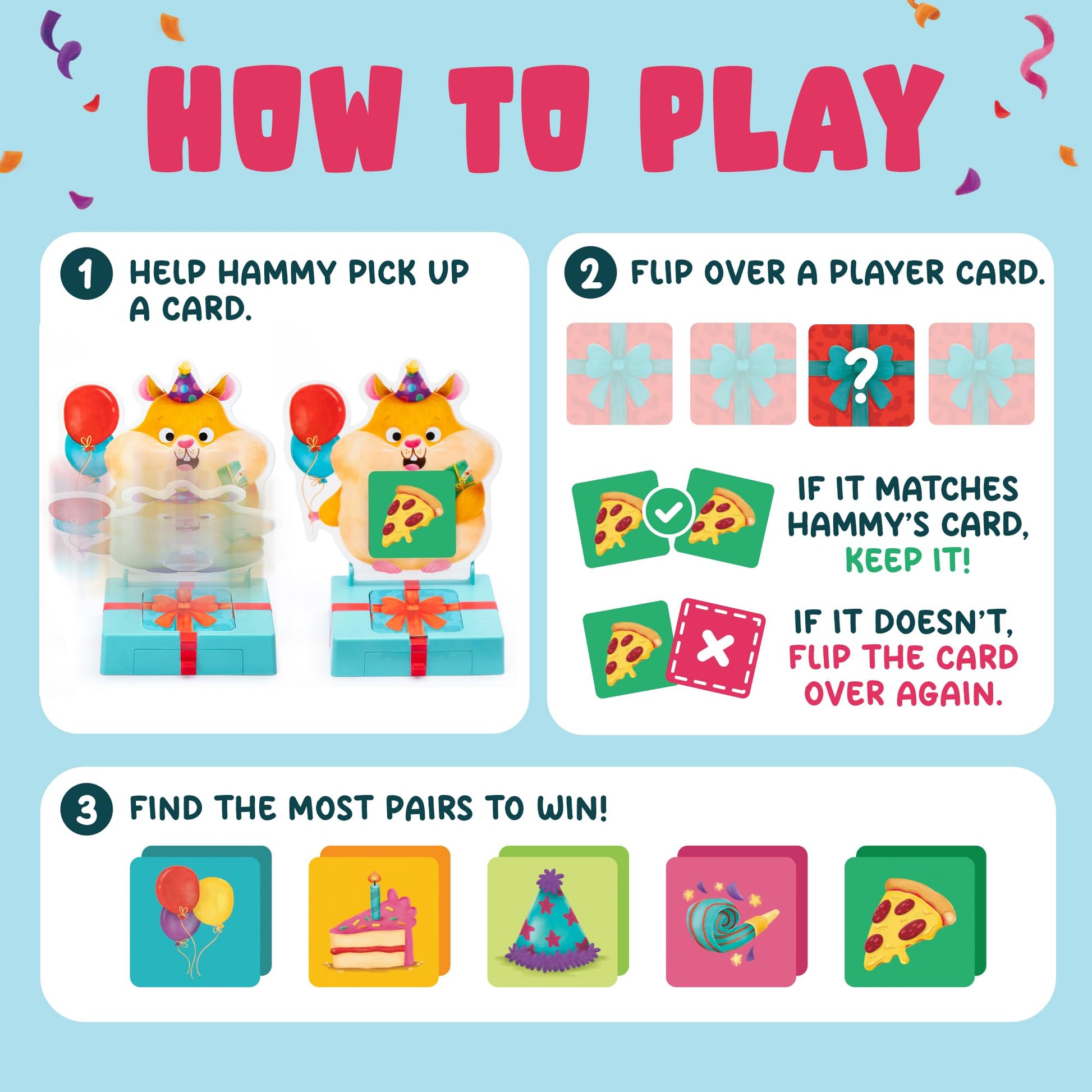 Educational Insights Hammy's Hamster Party - Animal Memory Matching Game for Kids, Skill-Building Toddler Games Ages 3-5, Memory Game with Matching