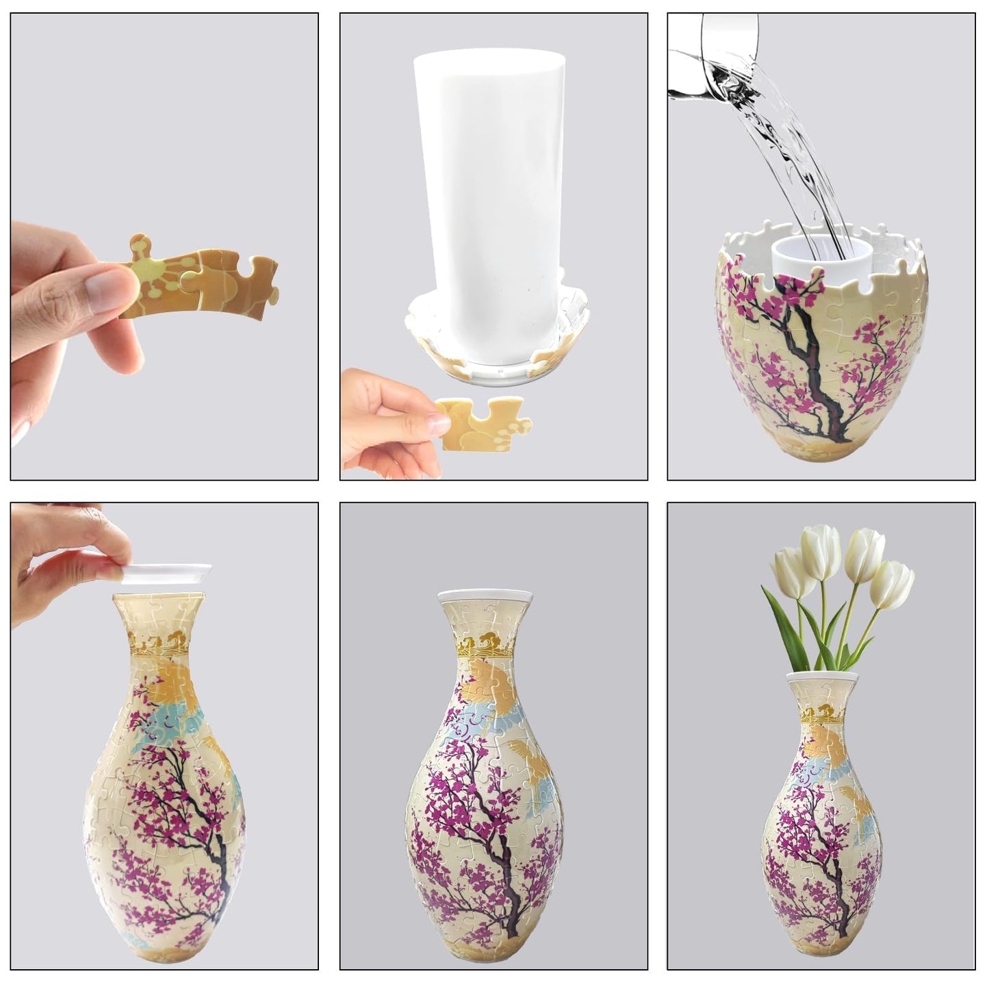 3D Puzzle Vase Flower Vase for Adults Made by 160 Curved Plastic Puzzle