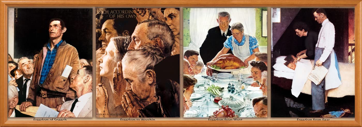 MasterPieces 1000 Piece Jigsaw Puzzle For Adults, Family, Or Youth- The Four Freedoms by Norman Rockwell - 13"x39"