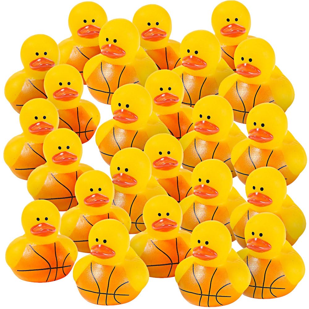Basketball Mini Rubber Duckies, Rubber Ducks, 24 Pieces, Toys and Novelties, Treasure Chest and Party Supplies, Sports Events