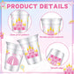 VDESFUEBY 40Pcs Pink Princess Castle Disposable Plastic Cups 12oz Pink Party Cups Disposable Transparent Princess for Princes Themed Birthday Party