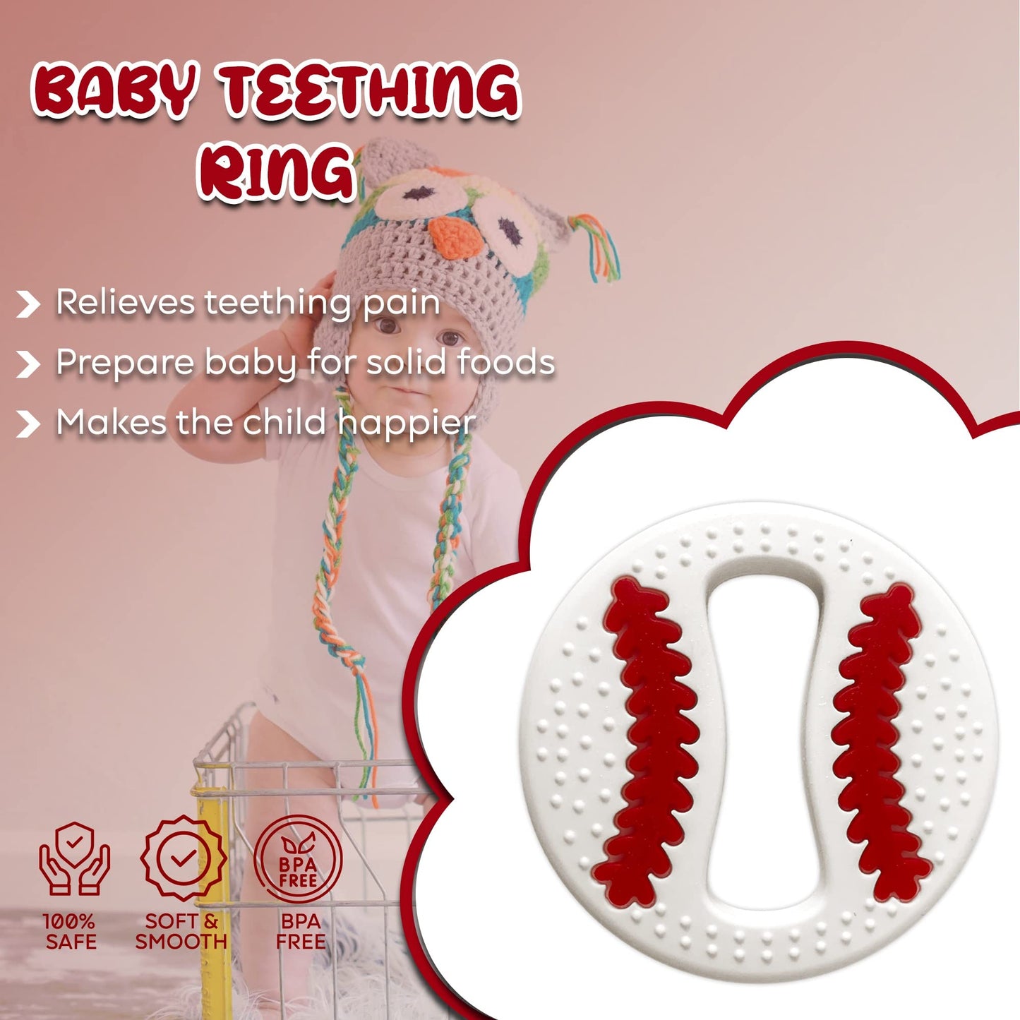 Silicone Baseball Teether