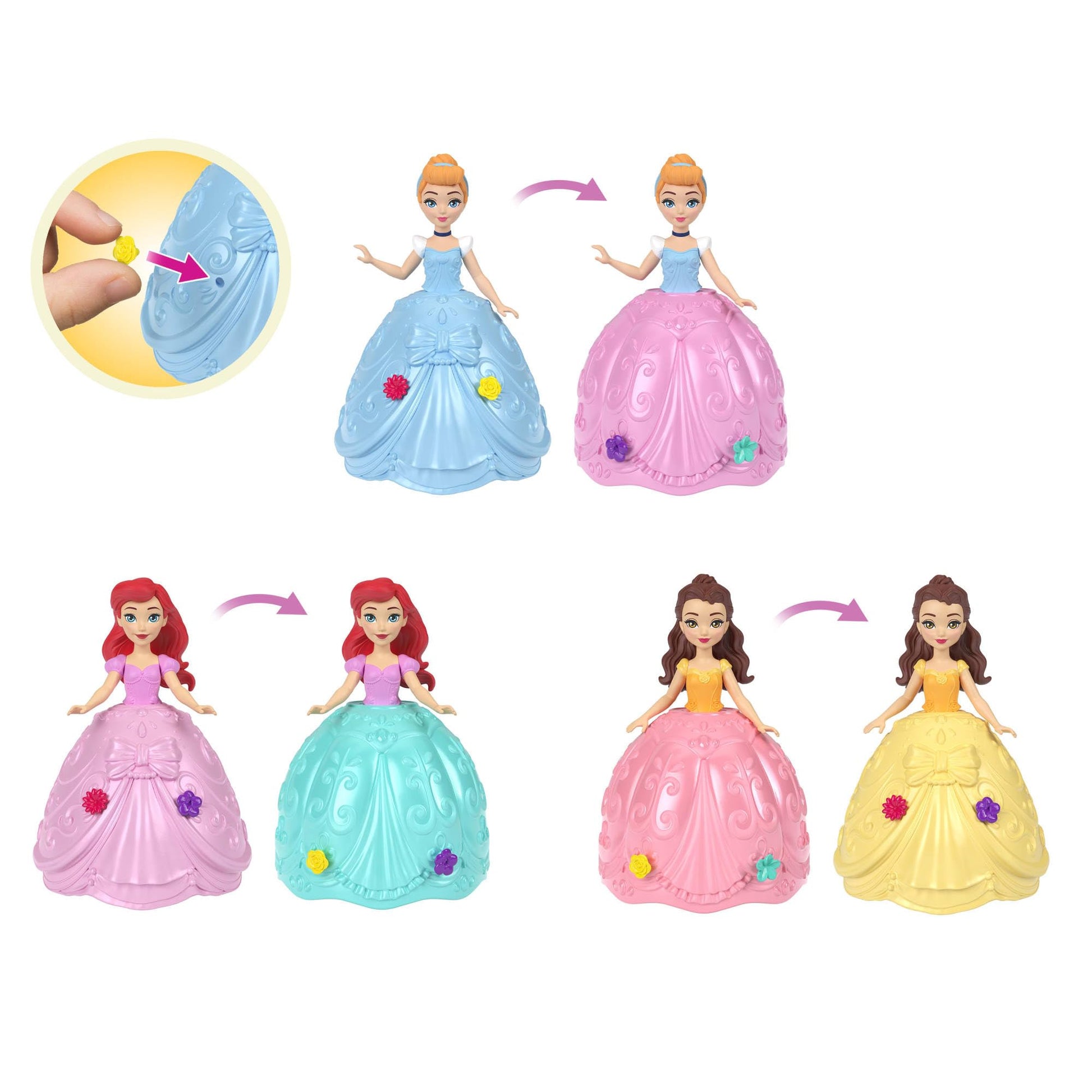 Mattel Disney Princess Toys, Small Doll Easter Egg Surprise with 1 Princess, 2 Skirts & 10 Play Accessories (Styles May Vary), Inspired by Movies