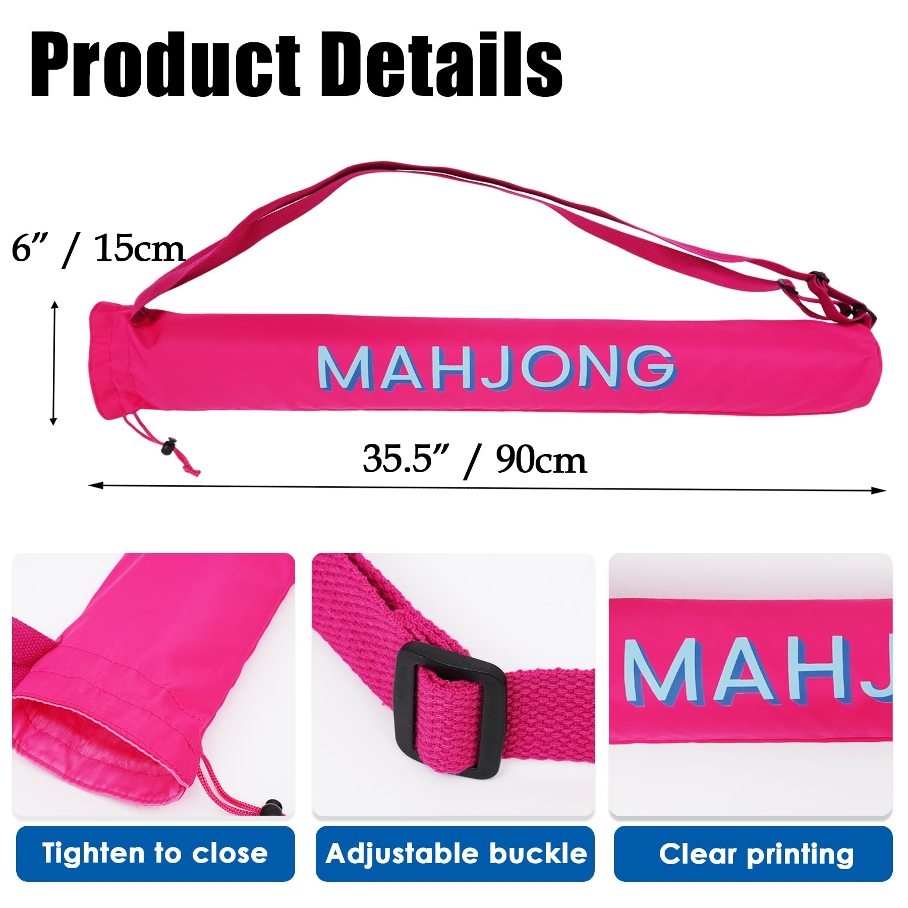Xovnfp Bag for Mahjong Mat, 35.4" x 6.3", Bag Only (Pink)