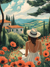 TUMBAUMBA, Puzzle for Adults 1000 Pieces, Art Jigsaw Puzzles, Colorfull Landscape Puzzles Girl in The Poppy Field, Mate Finish, Poster Included 1000