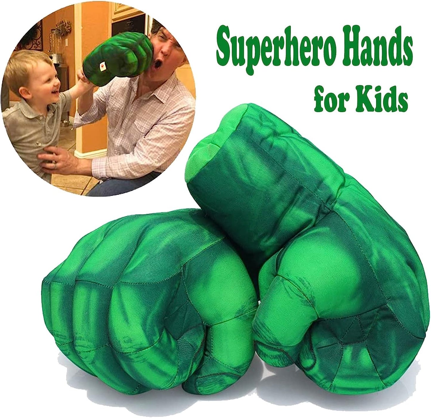NuGeriAZ Superhero Gloves for Kids Superhero Hands Toy Soft Plush Hero Fists Cosplay for Boy Christmas Halloween Birthday Gift(Green C)