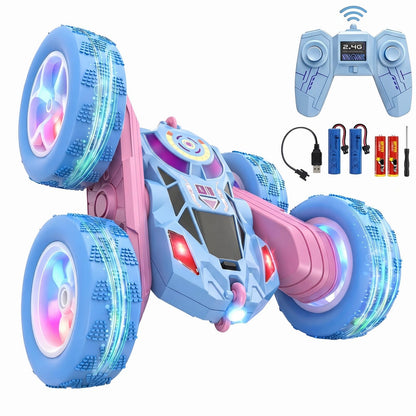 HAFASKA 2.4GHz RC Stunt Car with LED Wheels 4WD Double Sided
