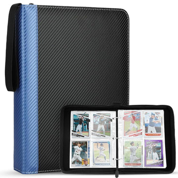 4-Pocket Card Binder, 400 Pockets Trading Card Holder with 50 Removable Sleeves, Large Capacity Waterproof Zipper Album for Collectors, Portable