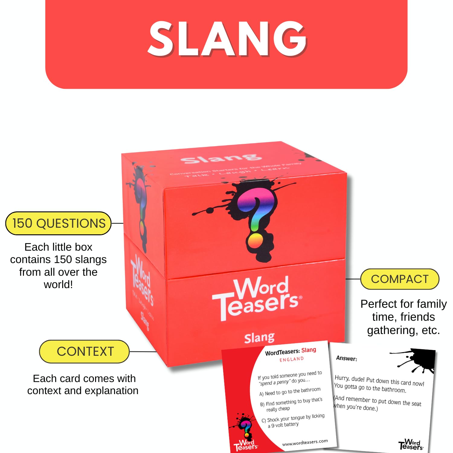 ? WORD TEASERS Random Topic Conversation Starters - Fun Trivia Card Game for Families, Couples, Kids, Parties & Travel - Flashcards for Ages 12+ - 150
