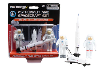 Space Adventure 4-Piece Astronaut and Spacecraft Die-cast Metal Space Shuttle Fun Toys and Collectibles Perfect for Ages 3+
