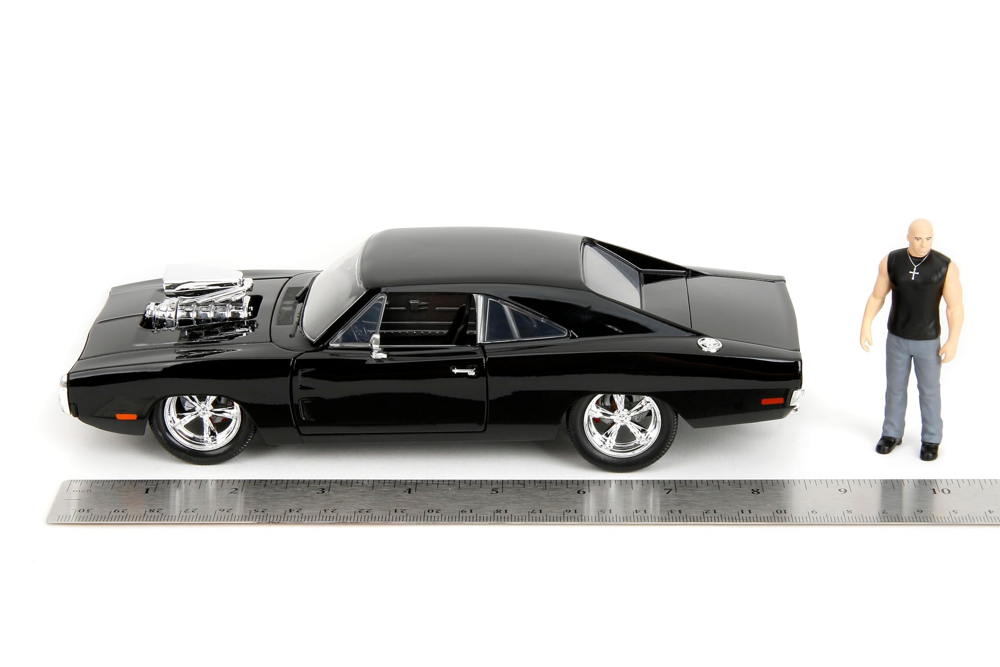 Jada Fast & Furious Dom’s 1970 Dodge Charger Diecast Model - 1:24 Scale Durable Die Cast Car - Includes Dom Figure - Perfect for Collectors and Kids