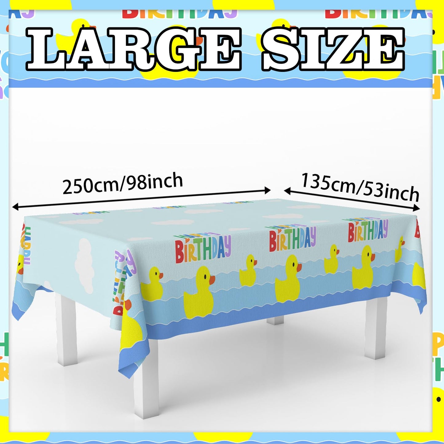 GZBJMYGS uck Happy Birthday Tablecloth Duck Animal Plastic Supplies Animal Theme Baby Shower Boys Girls Blue Birthday Party Supplies Party Picnic