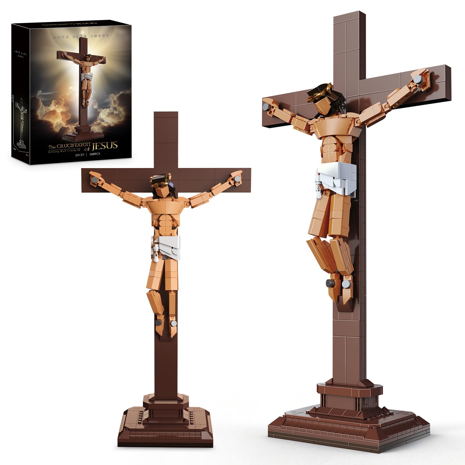 Vziimo Jesus Cross Building Set, Little Jesus Crucifix Building Block, Religious Creative Toys for Home Office Decor, Christian Toys Father Day
