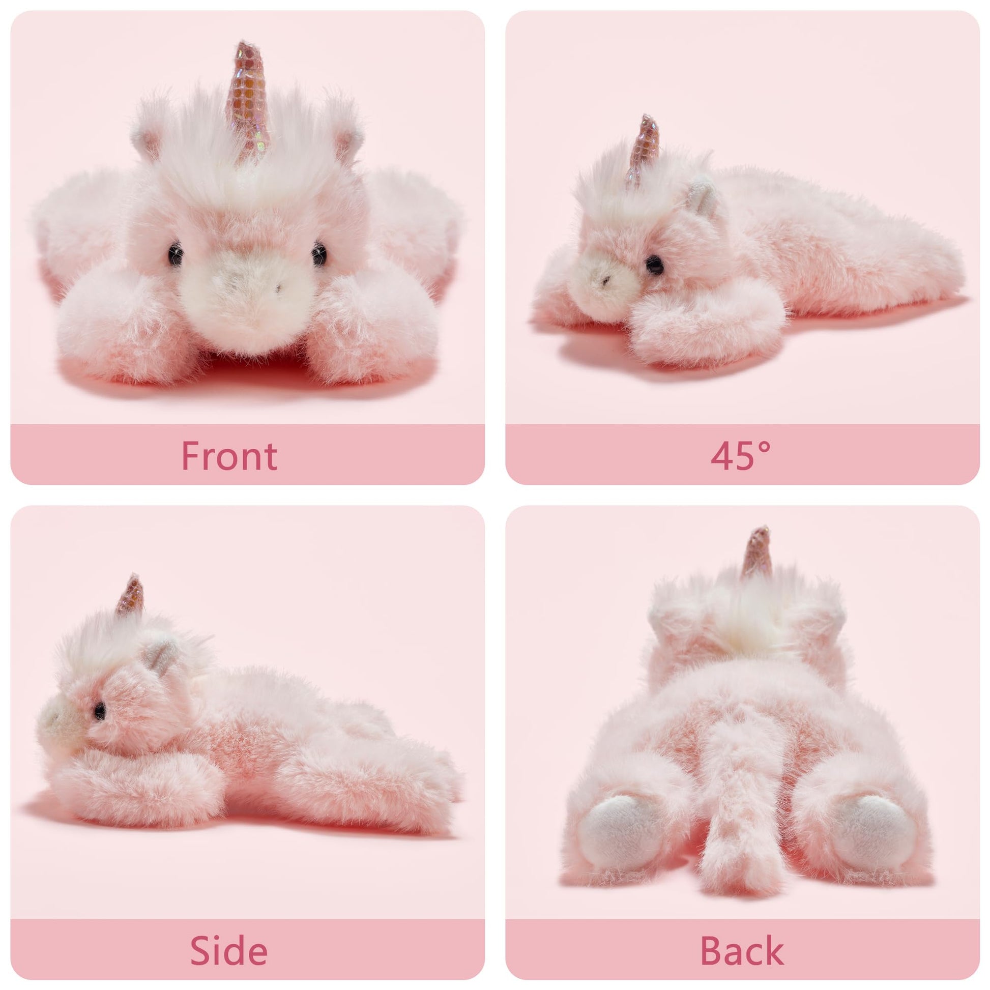 Niceup 7in Unicorn Matching Stuffed Animals for Little Girls Twins Sisters Unicorn Stuffy Weighted Plush Toys (Pink and White, 2-Pack)