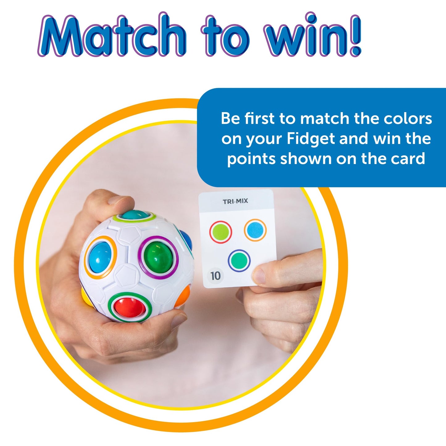 Continuum Games Fidget About It The Fast Paced Puzzle Dice Rolling Fidget Toy Board Game - Click the Orbs and Solve The Puzzles On The Cards - Fun