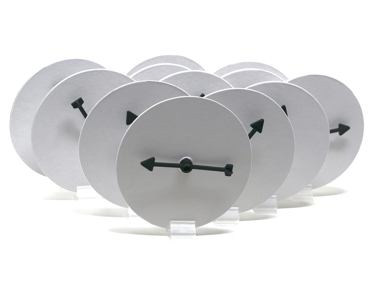 Set of 12 Board Game Arrow Spinners with 12 Blank Uncoated Ready-to-Decorate Round Spinner Boards