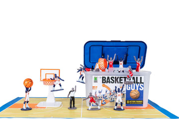 Kaskey Kids Basketball Guys, Red vs. Blue, 21 Pieces in Each Set, Includes 2 Teams, Accessories, and Travel Storage Case, Nostalgic Sports Action