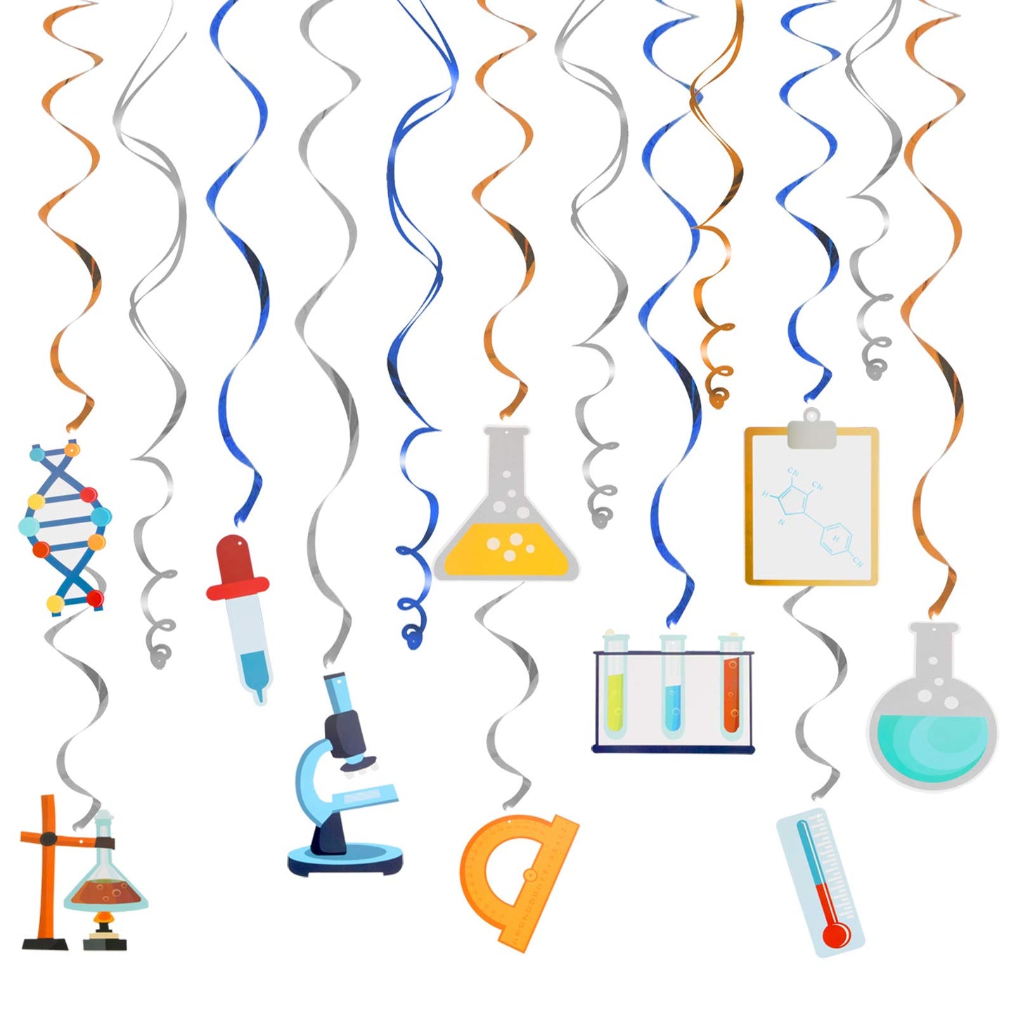 LINGTEER Science Hanging Swirls Streamers Chemistry Laboratory Erlenmeyer Flask Prop Sign Party Decorations