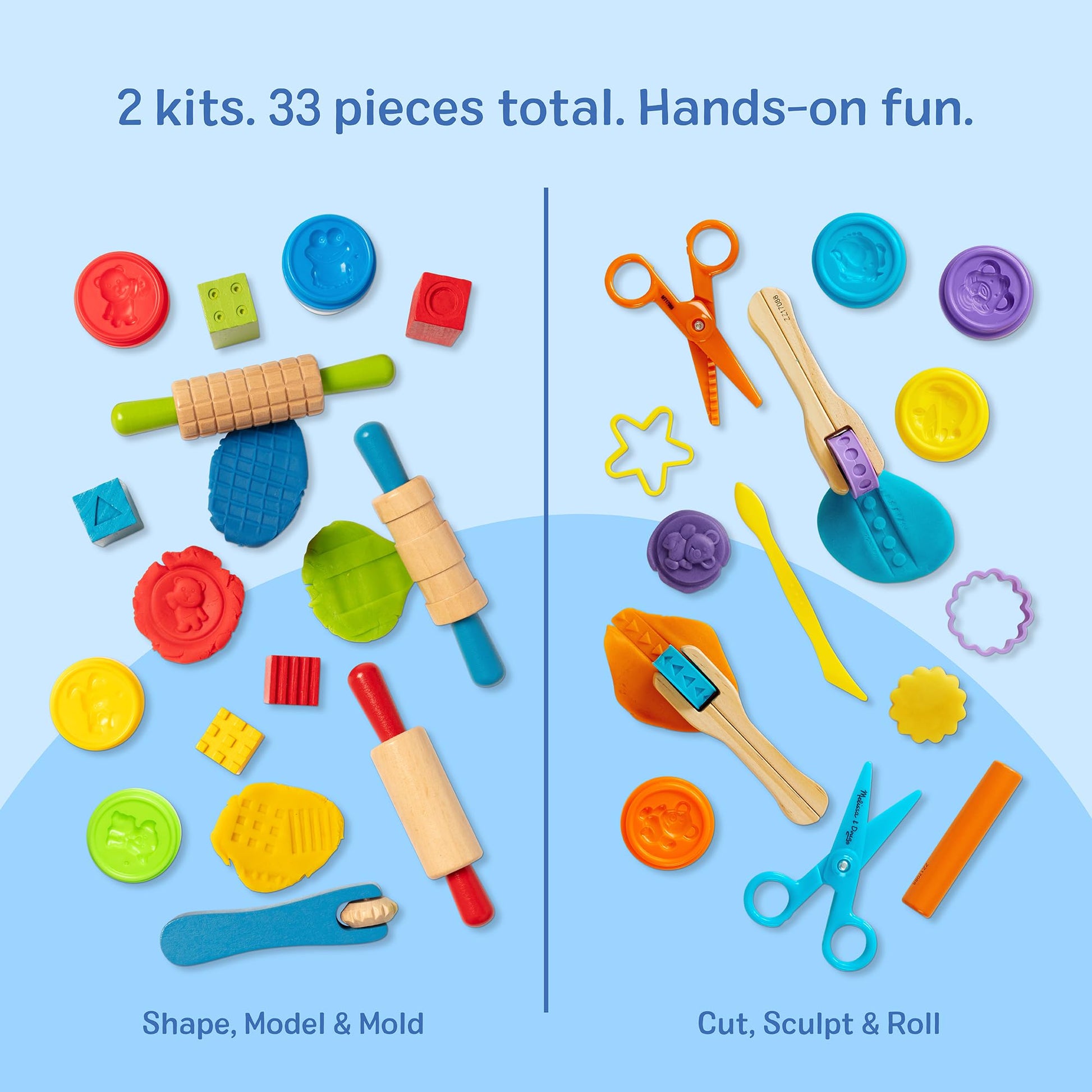 Melissa & Doug Modeling Dough & Sculpting Tools, 8 Tubs of Playdough Modeling Clay with Cutters, Rollers & Molds, Arts & Crafts Kit & Accessories,
