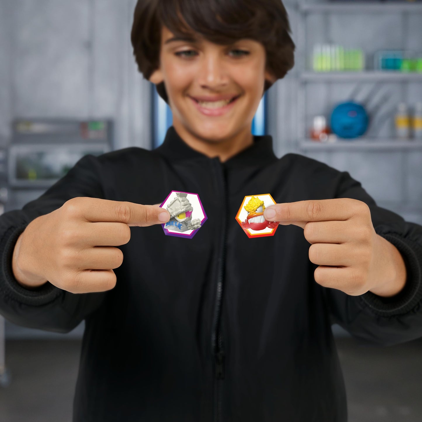 MrBeast Lab Swarms Series 3, Hyper Fusion Series, 14 Pack Collectible Micro Beasts, 14 Collectible Stickers & 4 Fusion Caps to Build Out Your Own