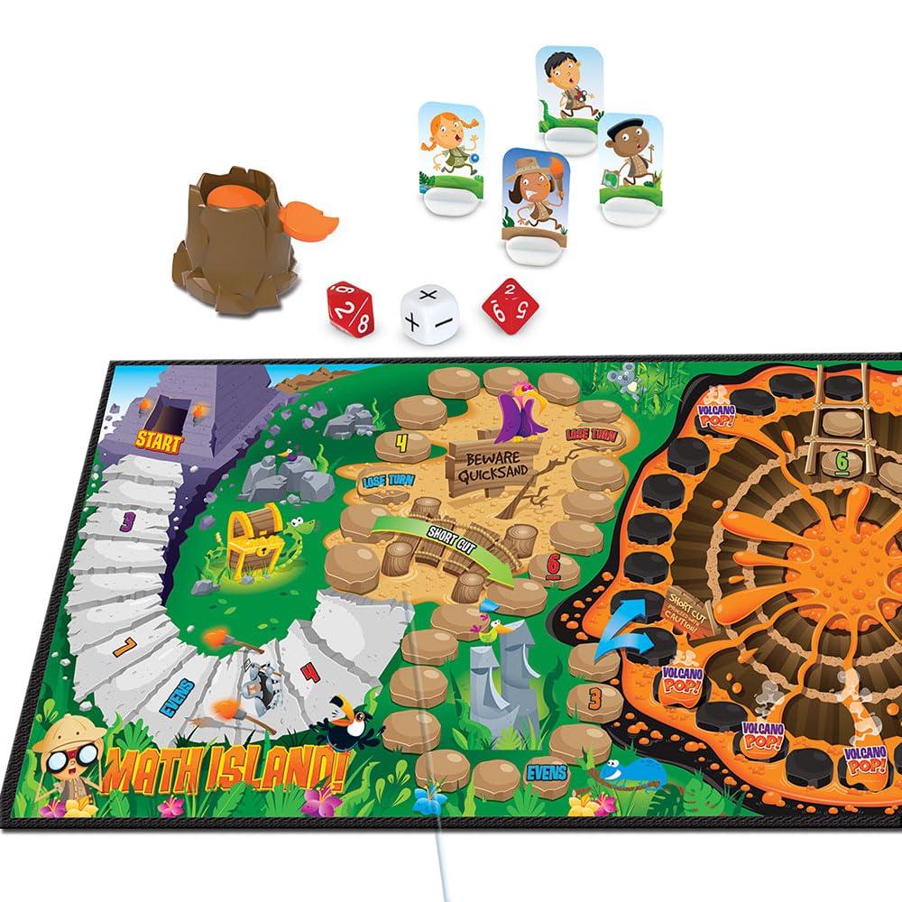 Learning Resources Math Island Addition & Subtraction Game - Math Manipulatives, Educational Board Toys, Classroom Flash Cards , Volcano Toy, STEM