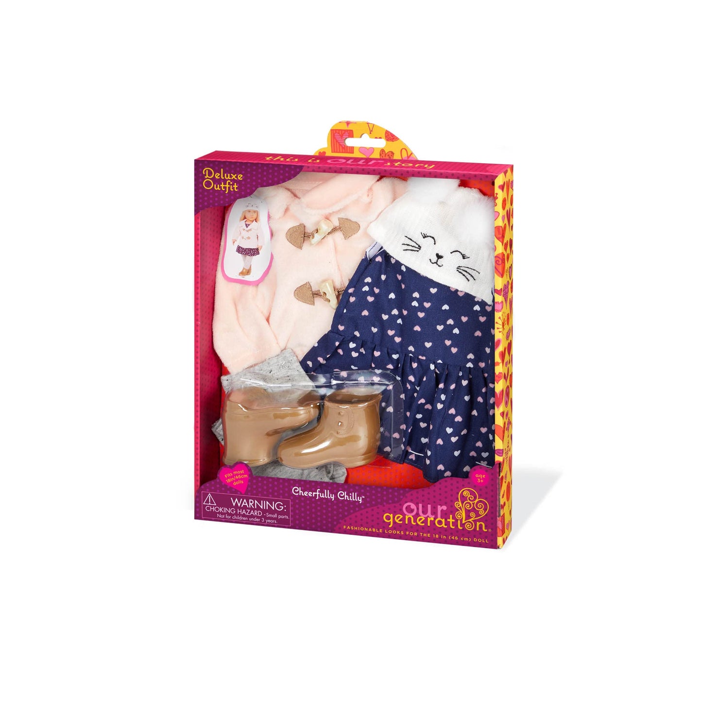 Our Generation - Outdoor Outfit - Duffle Coat - 18-inch Doll Clothes - Pretend Play - Toys for Kids Ages 3 & Up - Cheerfully Chilly