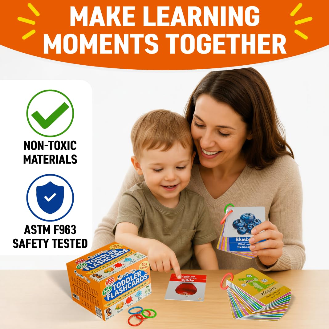 STUDYKEY ABC Flash Cards for Toddlers 1-3-First Words, Alphabet Flashcards, Animal, Color, Number, Shape, Large phonics baby Learning Cards