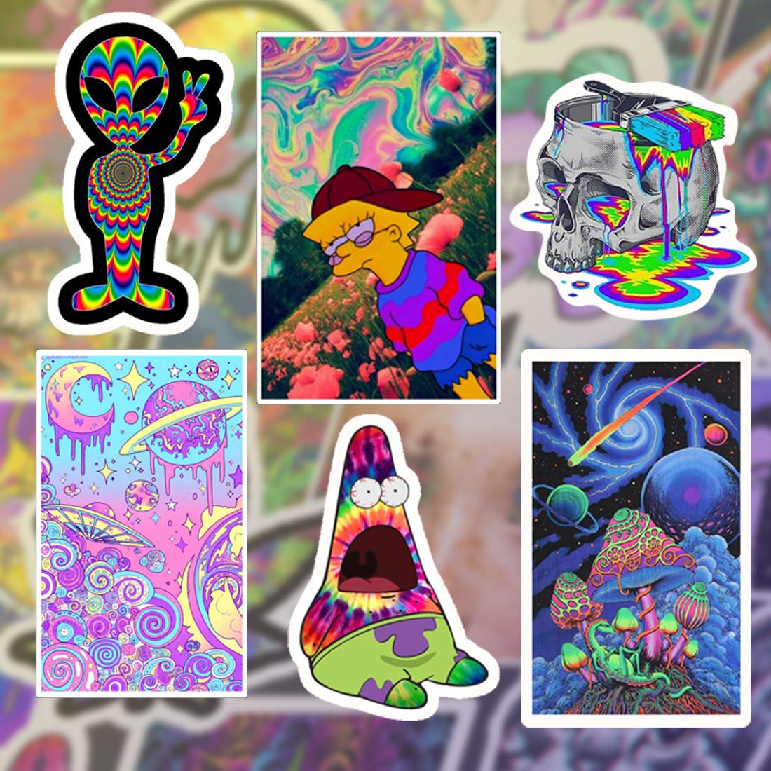 Stickers 50pcs Packs - Supreme Stoner Sticker - Cool Hippie Skater Random Thrasher Decals, Dope 90s Stikers for Helmet - Graffiti Sticker Lot 100%