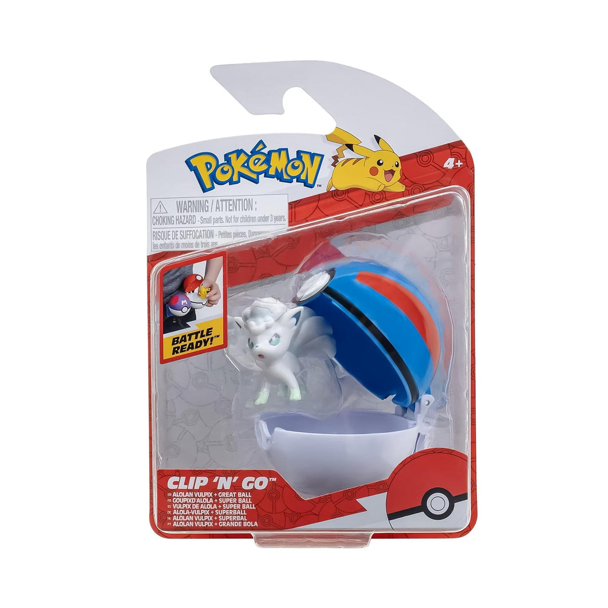Pokémon PKW3135 Clip 'n'Go Poké Balls Alola Vulpix & Super Ball, Official Pokéball with 5 cm Figure