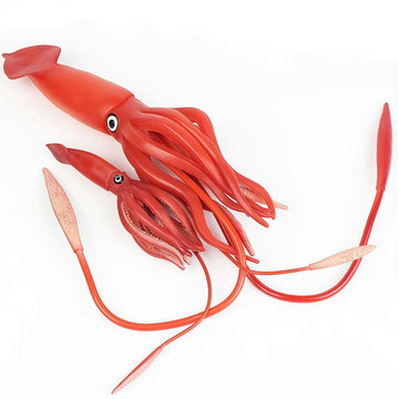 Gemini&Genius Squids Marine Animal World Toys, Realistic Hand Painted Squid and Cub Set Ocean Action Figures Beach, Bath, Swimming Toys for Kids Role